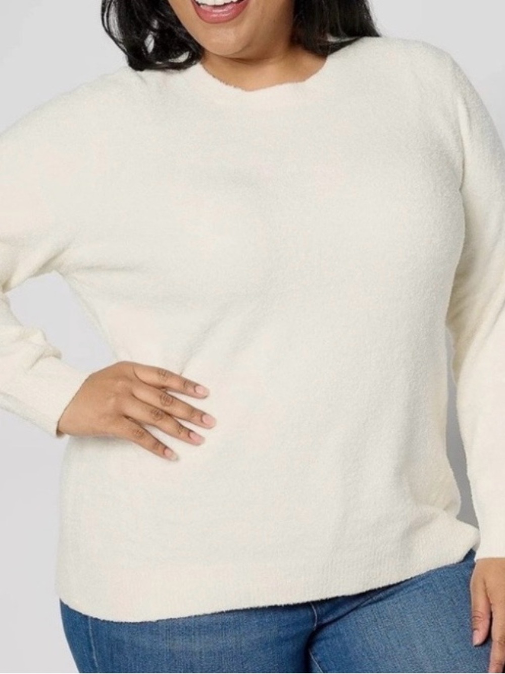 Barefoot Dreams 1X cream crewneck sweater
